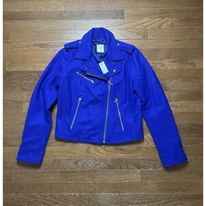 Gap Moto Jacket 2013‎ Wool Purple Paradise Women's Size Medium Crop Full Zip NEW